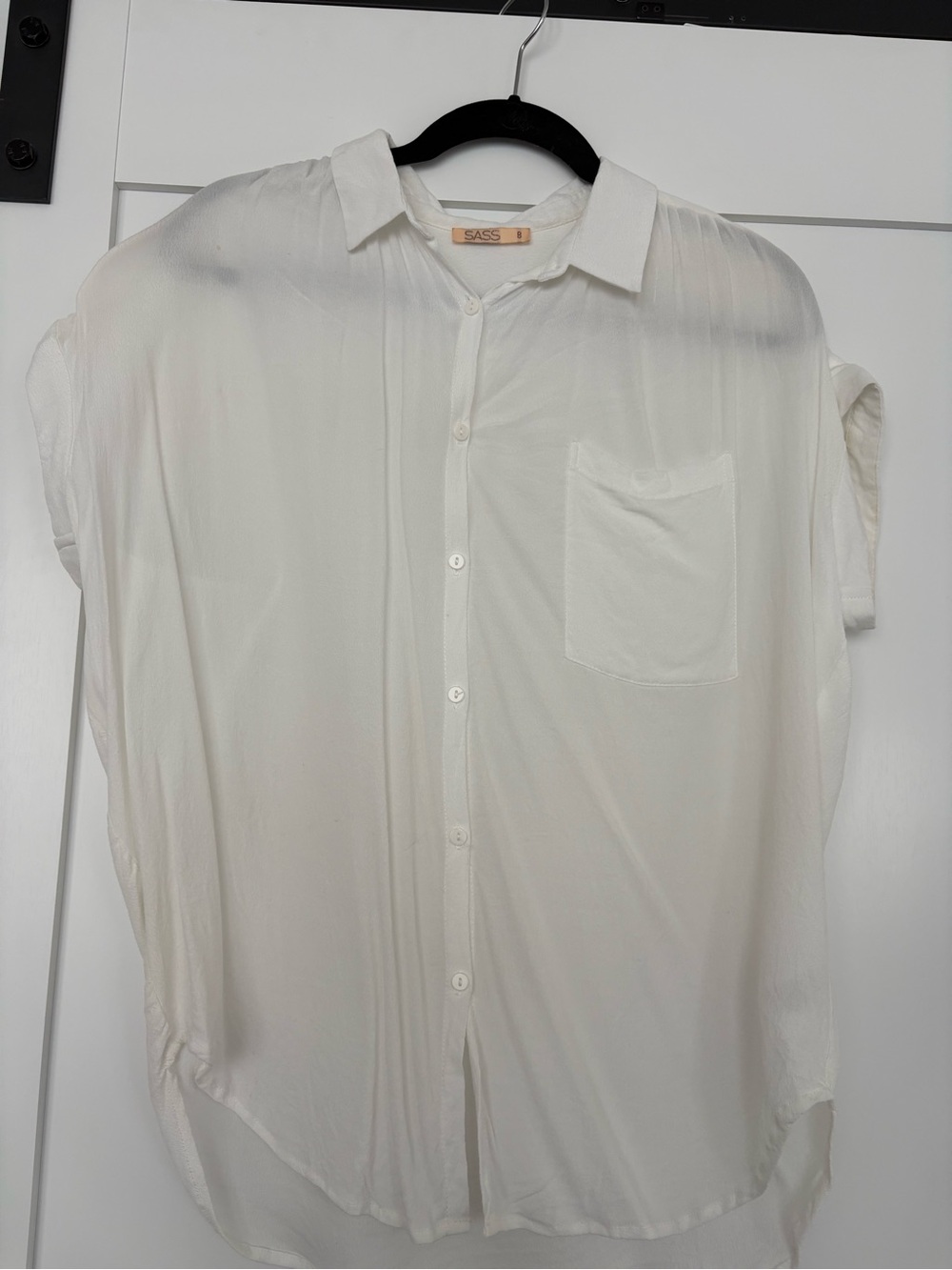 SASS White Short-Sleeve Button-Up Shirt